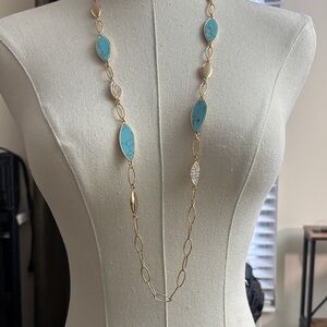 Thalia Sodi Gold Necklace with Turquoise and Cream Accents